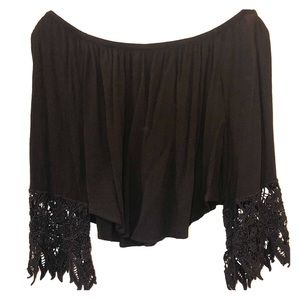 Black off the shoulder top.